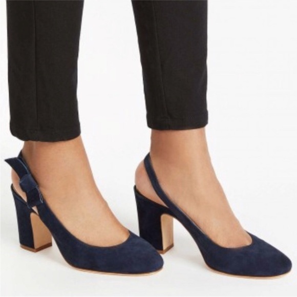 Boden Sena block heel Navy suede sling back heels size 38/7.5-8 - Picture 2 of 9